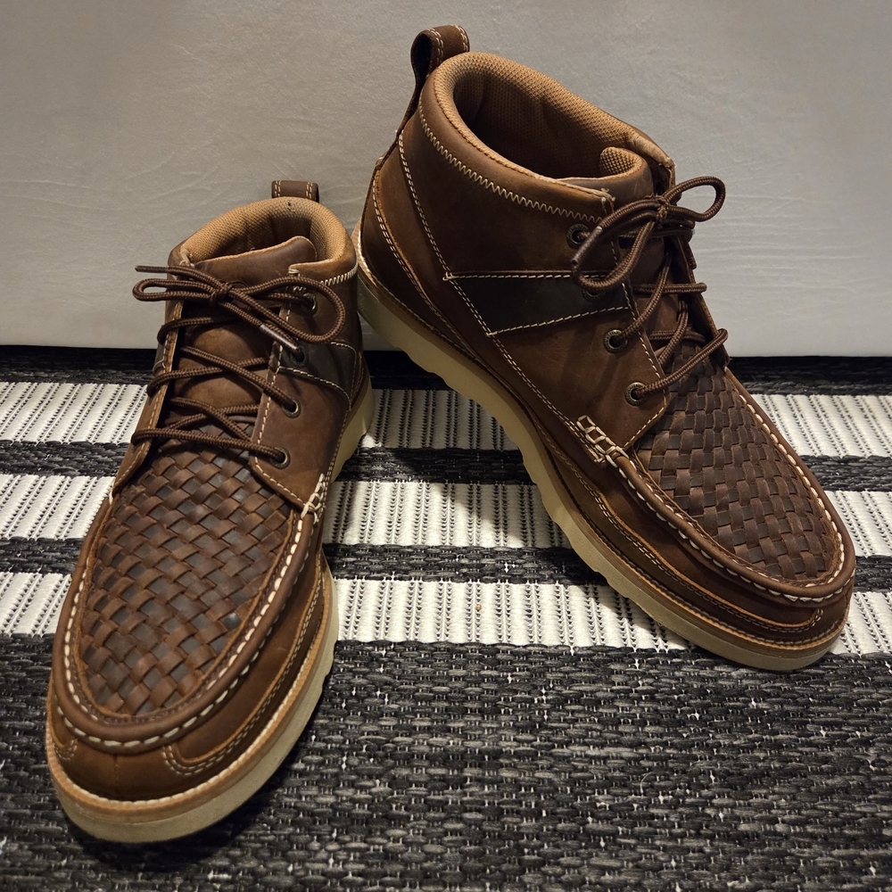 Twisted X Mens 4" Wedge Sole Soft Toe Boot MCA0032 Brown Woven Leather Size 12M